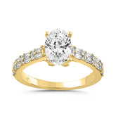 LADIES RING 2.50CT ROUND/BAGUETTE/OVAL DIAMOND 14K YELLOW GOLD (CENTER STONE OVAL DIAMOND 2.00CT)